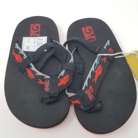 Teva Black & Red Shark Mush II Flip Flops Sandals - Picture 2 of 8